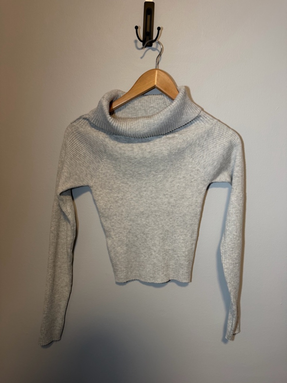 Princess Polly Light Gray Ribbed Mock Neck Top